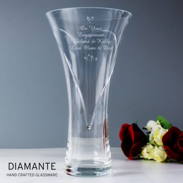 Personalised Large Hand Cut Little Hearts Diamante Vase