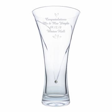 Personalised Large Hand Cut Little Hearts Diamante Vase