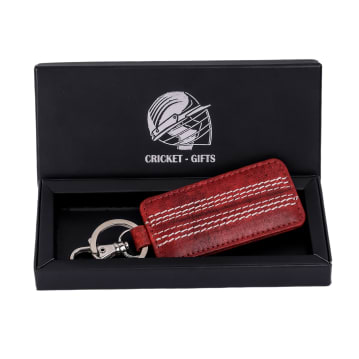 Cricket Red Buffalo Leather Key Fob