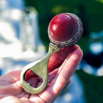 Red Leather Mini Cricket Ball Bottle Opener