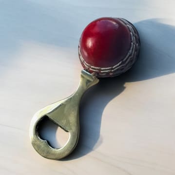 Red Leather Mini Cricket Ball Bottle Opener