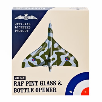 RAF Vulcan Etched Pint Glass & Bottle Opener Set