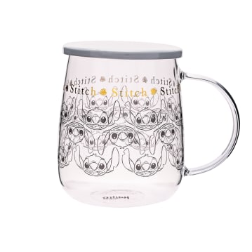 Disney Classic Collectable Stitch Glass Mug With Lid