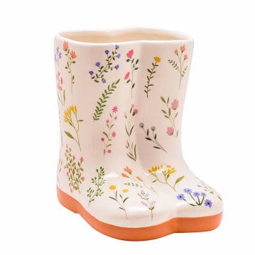 The Cottage Garden Floral Wellies Ceramic Vase