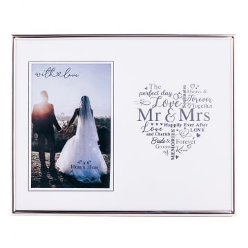 Mr & Mrs Silver Heart Photo Frame