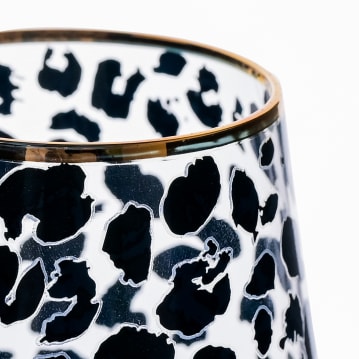 Set of 2 Leopard Print Wine Glasses