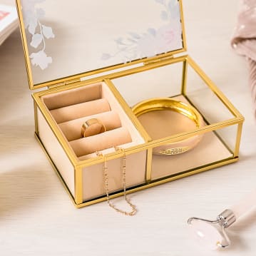 Classic Floral Glass Jewellery Boxes