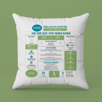 Personalised The Day You Were Born Birthday Cushion