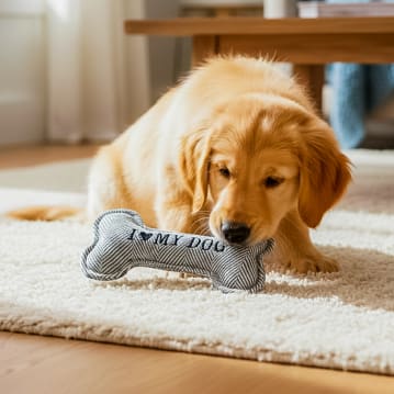 "I Love My Dog" Squeaky Bone Dog Toy