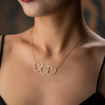 Personalised Sterling Silver Plated Three Hearts Necklace