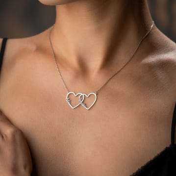 Personalised Sterling Silver Plated Three Hearts Necklace