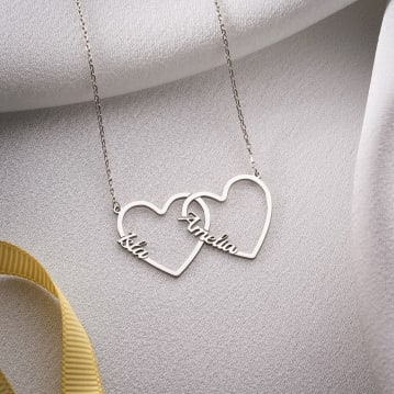 Personalised Sterling Silver Plated Three Hearts Necklace