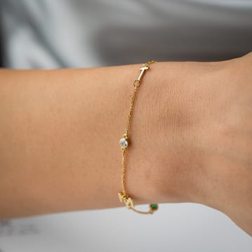 Personalised Birthstone Bracelet with Initial Charms
