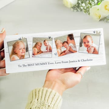 Personalised Photo Upload Hearts Mantel Block