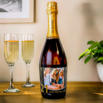 Personalised Photo Upload 21st Birthday Prosecco