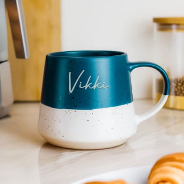 Personalised Blue Speckled Name Ceramic Mug