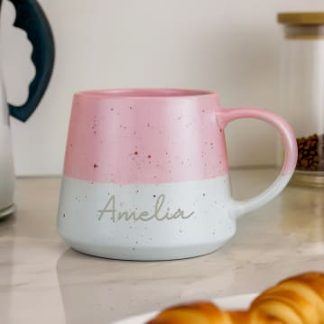 Personalised Pink Speckled Name Ceramic Mug