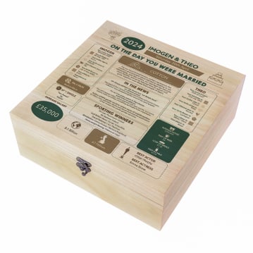 Personalised (2nd) Wedding Anniversary (Cotton) - Day You Were Married Chart Keepsake Box