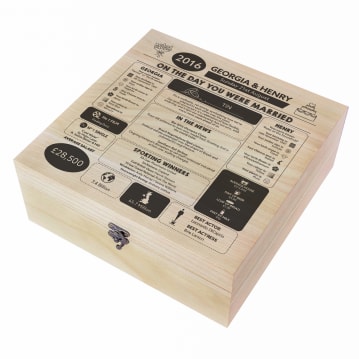 Personalised (10th) Wedding Anniversary (Tin) - Day You Were Married Chart Keepsake Box