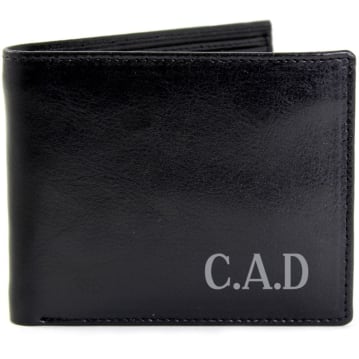 Personalised Black Leather Wallet