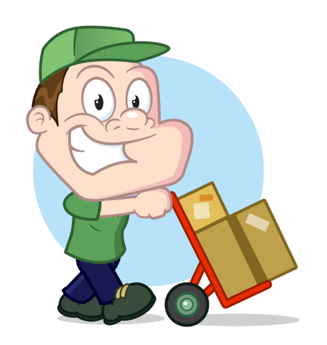 Man moving boxes on a trolley