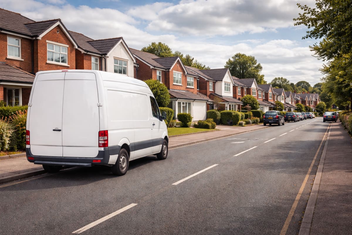 Removal van with boxes and protected furniture ready for transport