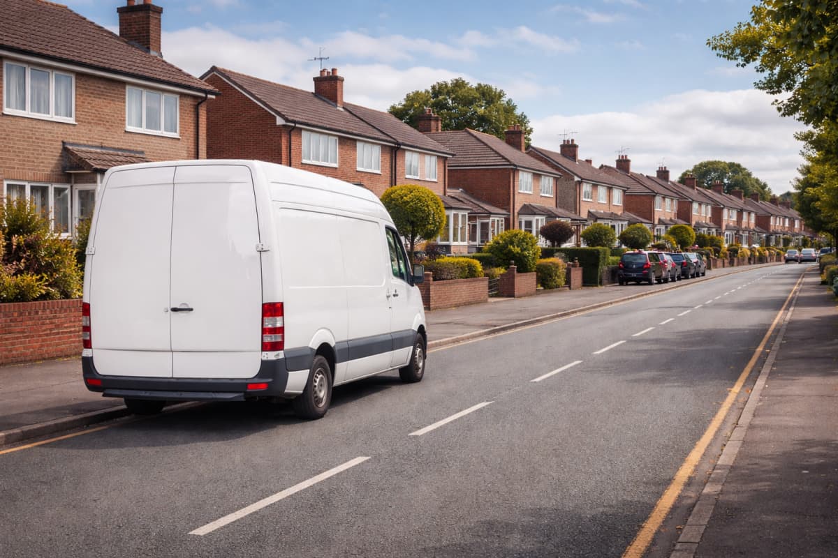Removal van with boxes and protected furniture ready for transport