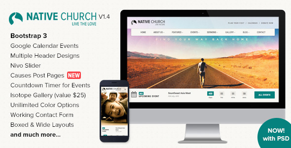 Ideal for any religious website, Native Church is a highly functional web template that has been designed to complement any non-profit or charity website.