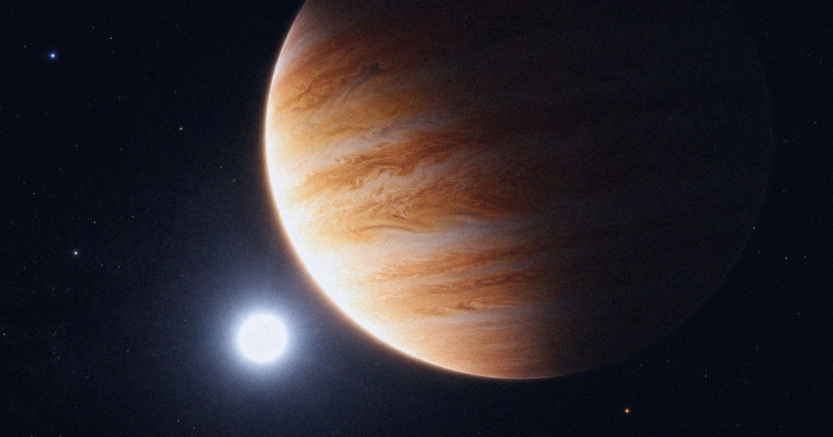 Jupiterin kokoinen eksoplaneetta kiertää läheltä pientä valkoista kääpiötähteä.