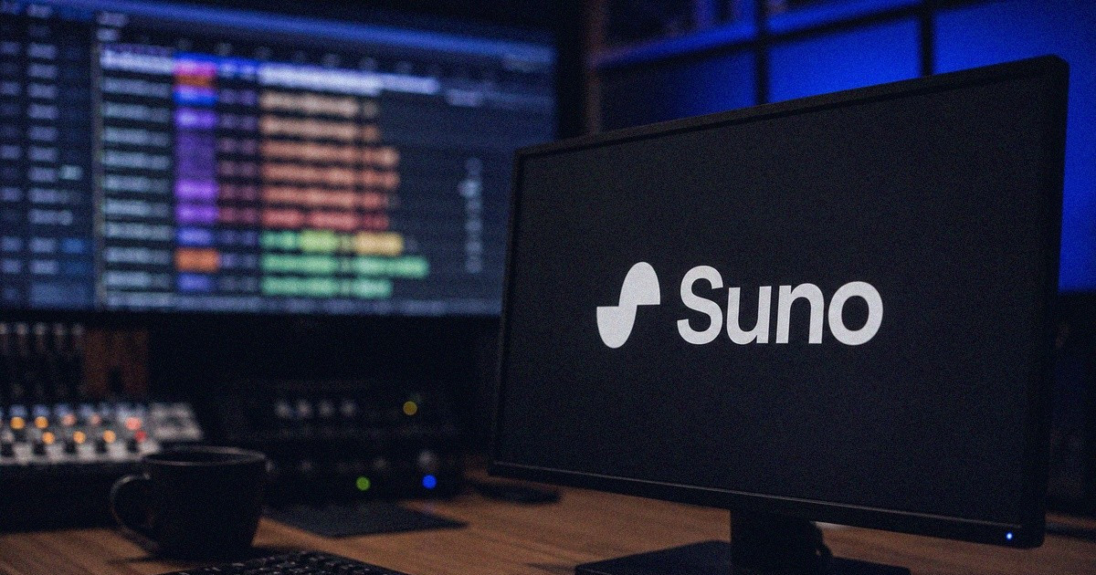 Suno-logo tietokoneella.