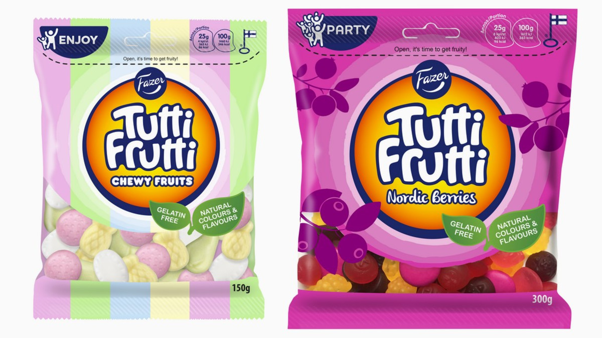 Fazer tuo uusia Tutti Frutti -makeisia - vanha tuttu Tutti Frutti Mix jatkossa täysin vegaaninen