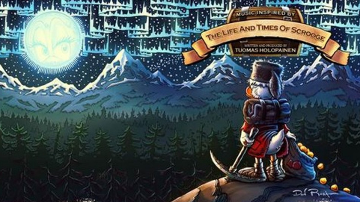 Don Rosa taiteili Tuomas Holopaisen Roope Ankka -levyn kansikuvan