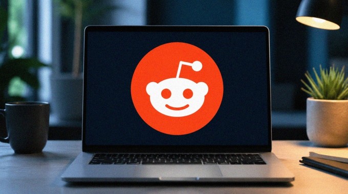 Reddit-logo läppärin näytöllä.