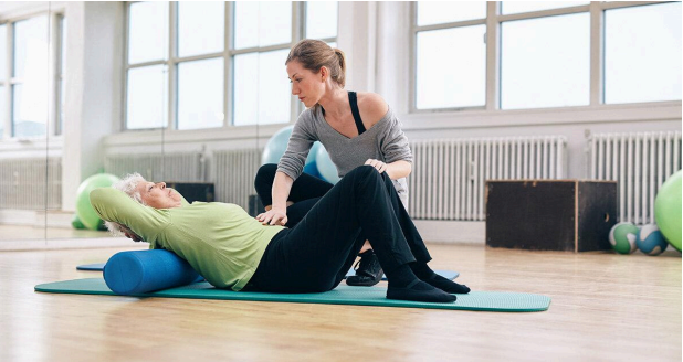 Patient doing pelvic floor therapy