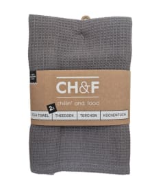 CHEF - tea towel - 50x70cm - 4sets/2pc - WAFFLE GRAPHITE img