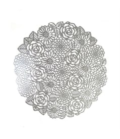 PLACEMAT - PVC - 38cm rond - 12st - ROSAS SILVER img