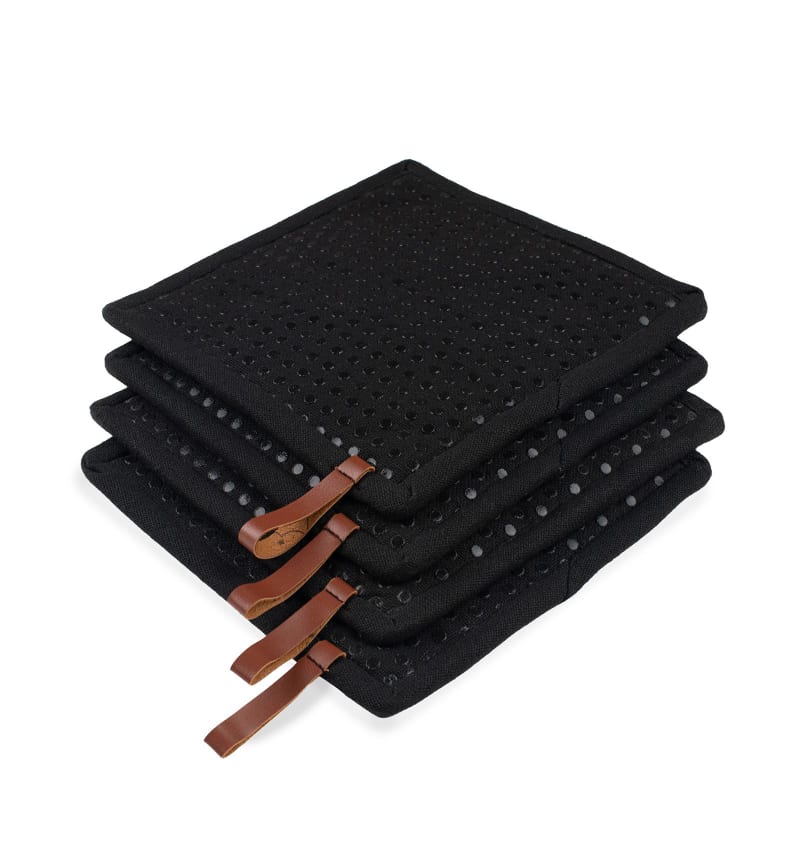 CHEF - pannenlap met pocket - 20x20cm - 8st - SIL.DOTS LICORICE - sfeerfoto CHEF02101 img