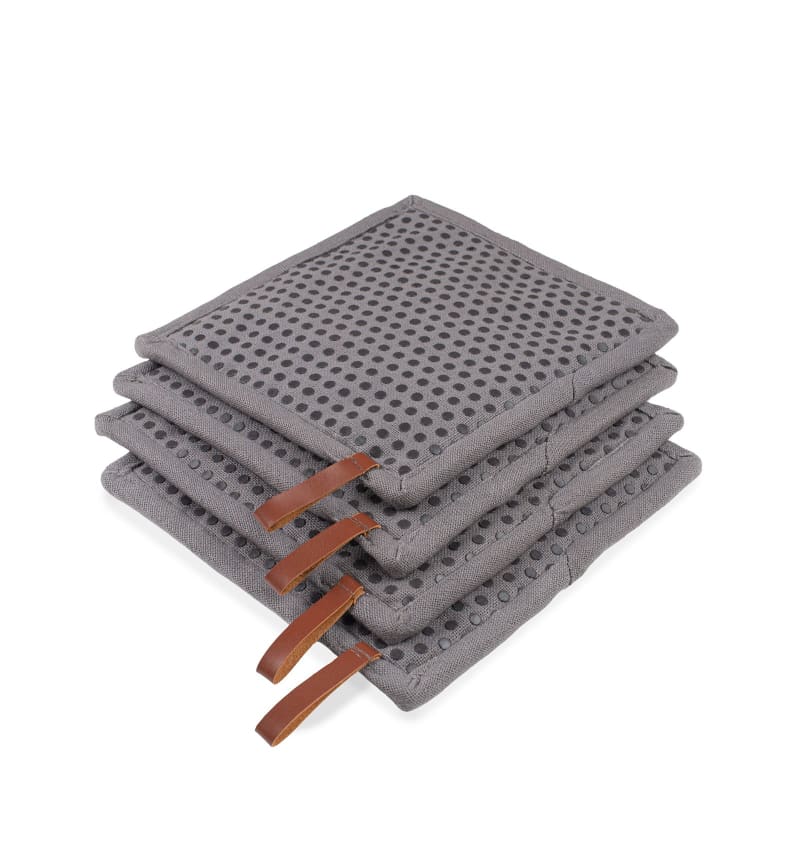 CHEF - pannenlap met pocket - 20x20cm - 8st - SIL.DOTS GRAPHITE - sfeerfoto CHEF02102 img