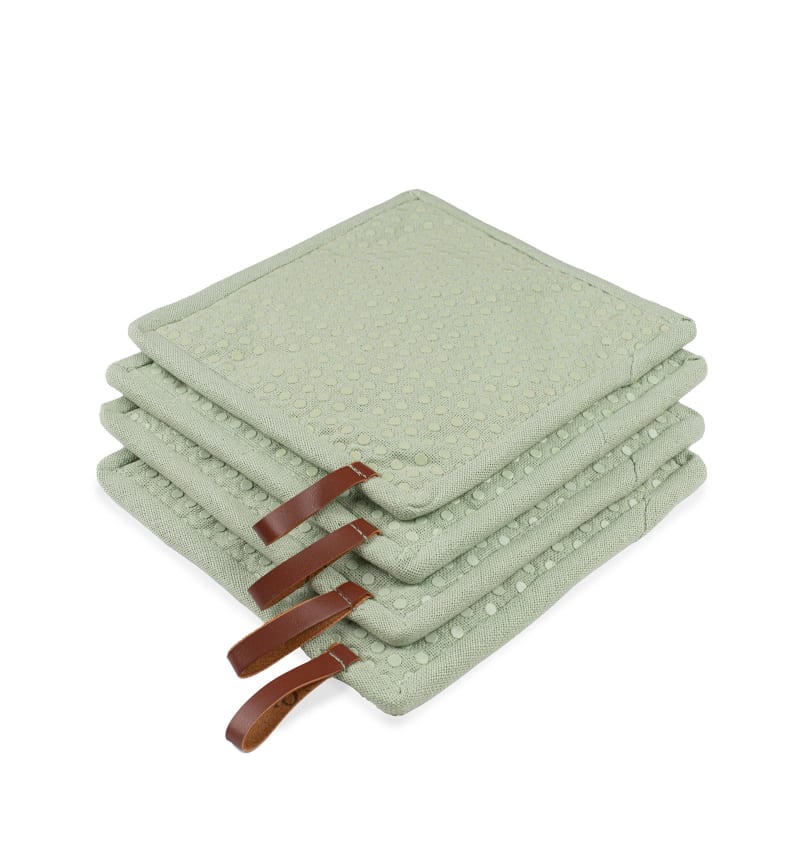 CHEF - pannenlap met pocket - 20x20cm - 8st - SIL.DOTS CELADON - sfeerfoto CHEF02105 img