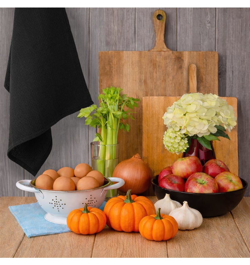 CHEF - theedoek - 50x70cm - 4sets/2st - WAFFLE LICORICE - sfeerfoto CHEF08501 img