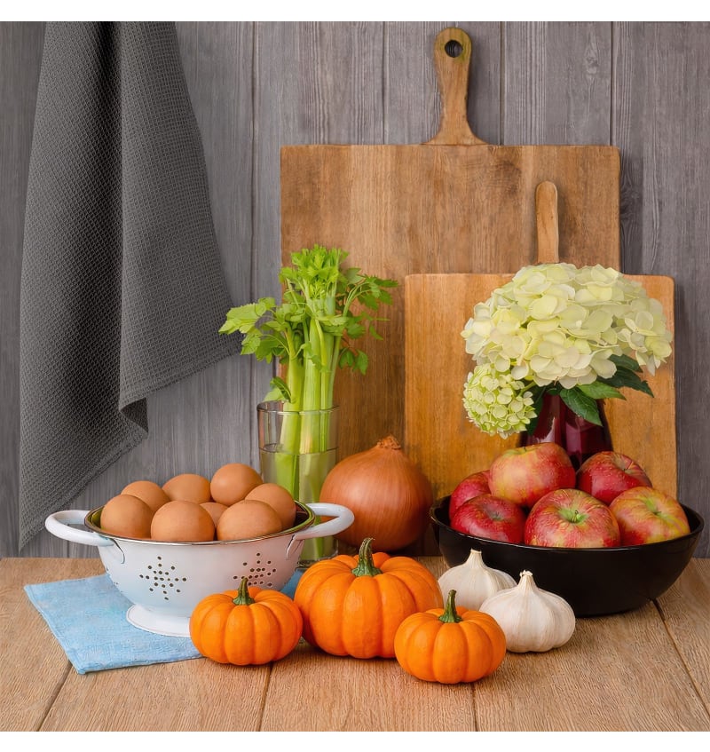 CHEF - theedoek - 50x70cm - 4sets/2st - WAFFLE GRAPHITE - sfeerfoto CHEF08502 img