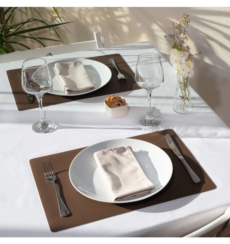 PLACEMAT - LUNAR - 30x43cm - 12st - MOCCA/WHITE - sfeerfoto PLM6001 img