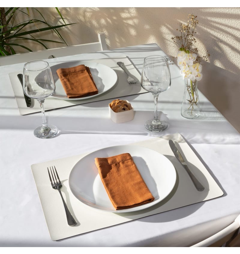 PLACEMAT - LUNAR - 30x43cm - 12st - MOCCA/WHITE - sfeerfoto PLM6001 img