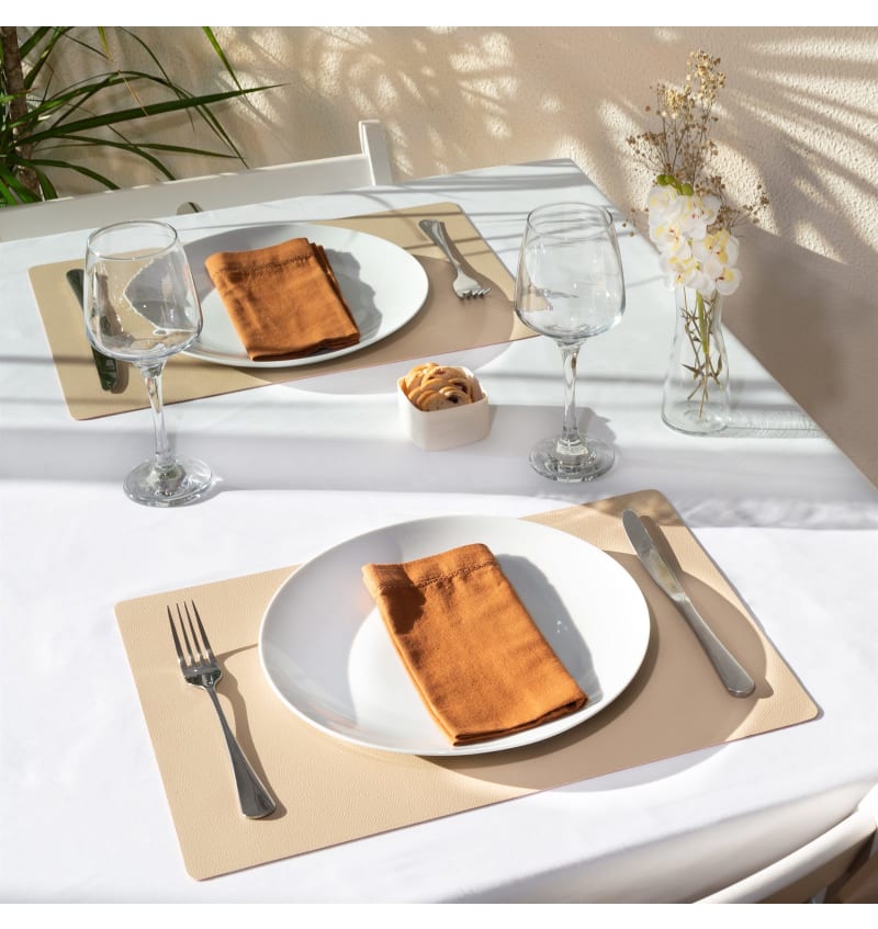 PLACEMAT - LUNAR - 30x43cm - 12st - BURGUNDY/BEIGE - sfeerfoto PLM6005 img