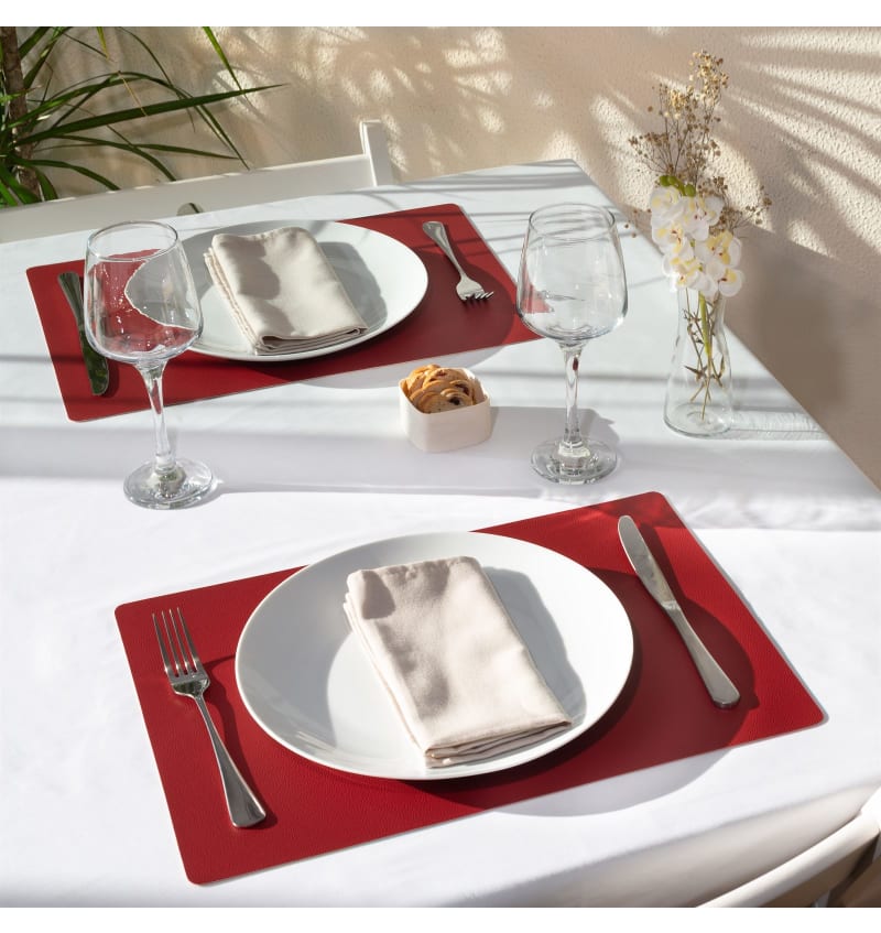 PLACEMAT - LUNAR - 30x43cm - 12st - BURGUNDY/BEIGE - sfeerfoto PLM6005 img