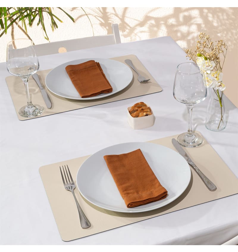 PLACEMAT - RECYC LEDER - 28,5x43,5cm - 12st - COOKIE - sfeerfoto PLM7001 img