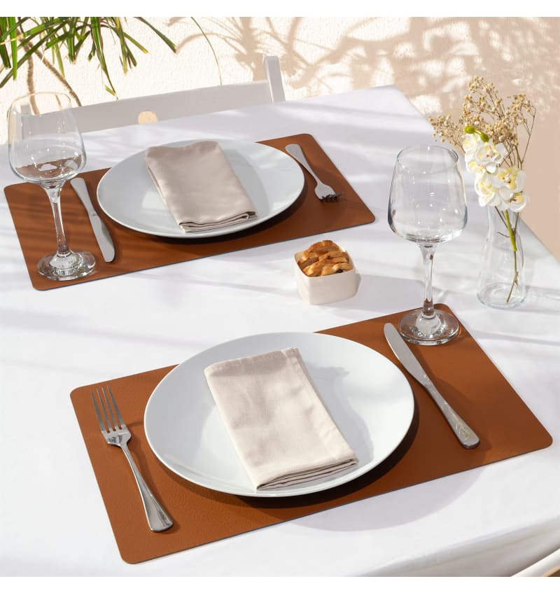 PLACEMAT - RECYC LEDER - 28,5x43,5cm - 12st - NUTMEG - sfeerfoto PLM7003 img
