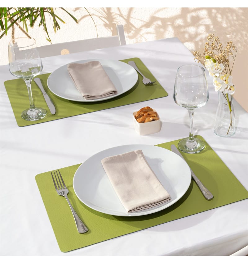 PLACEMAT - RECYC LEDER - 28,5x43,5cm - 12st - THYME - sfeerfoto PLM7006 img