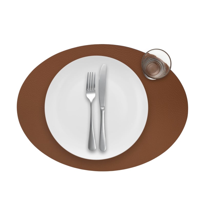 PLACEMAT - RECYC LEDER - 33x45cm ovaal - 12st - NUTMEG - detail PLM7103 img