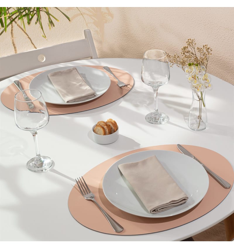 PLACEMAT - RECYC LEDER - 33x45cm ovaal - 12st - MACARON - sfeerfoto PLM7105 img